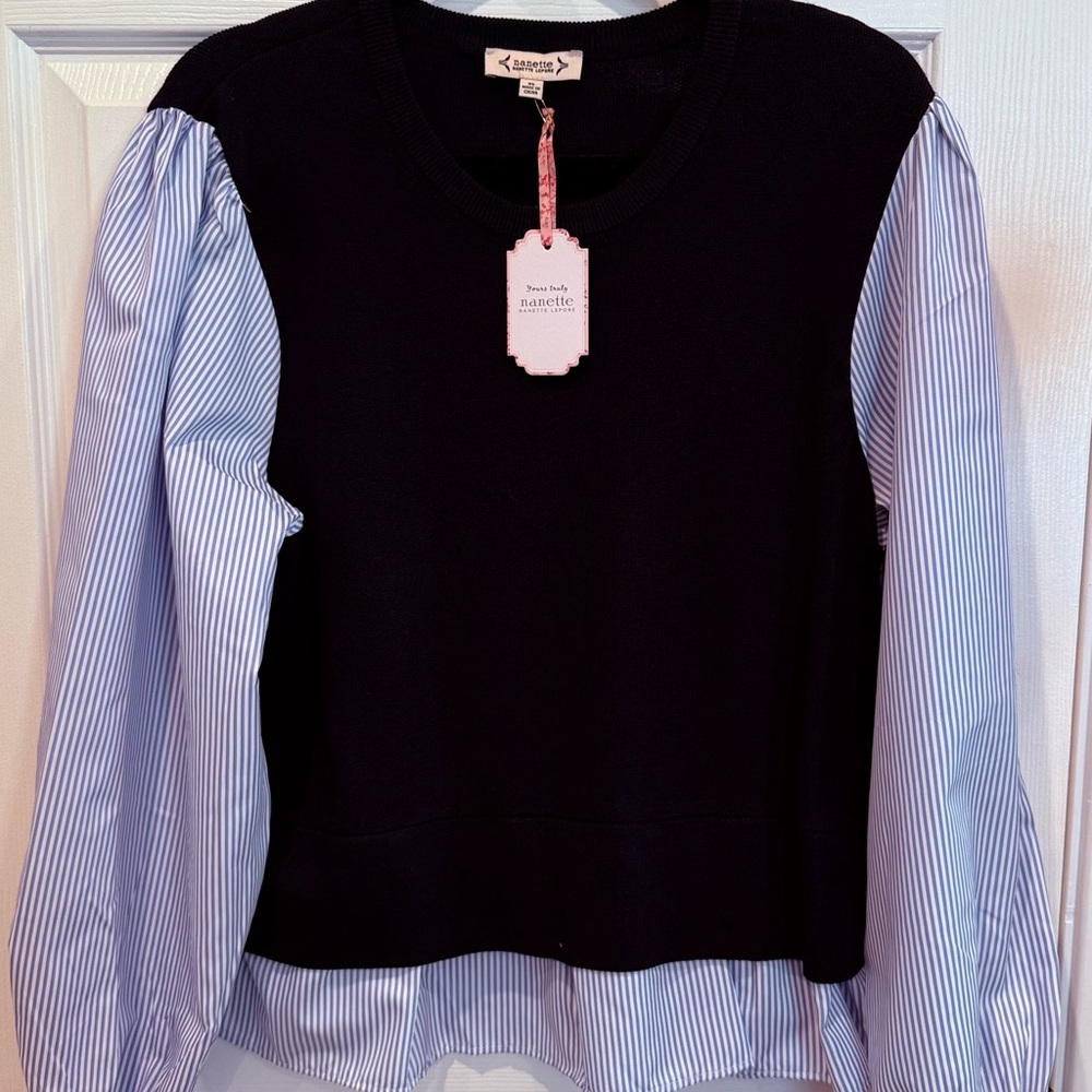Nanette Lepore Navy Knit Top